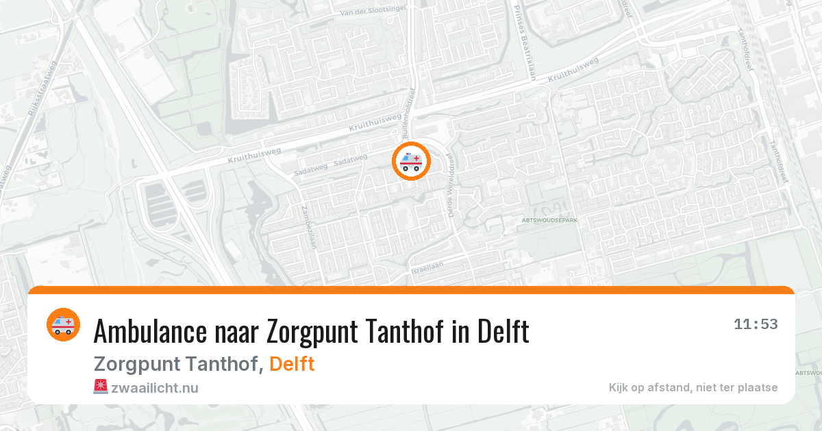 Ambulance naar Zorgpunt Tanthof in Delft — 1 jun 2026