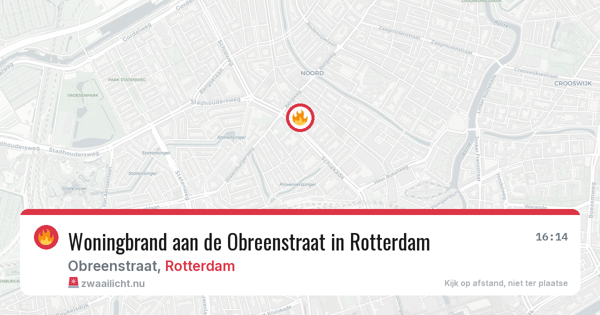 Woningbrand aan de Obreenstraat in Rotterdam — 12 jul 2026