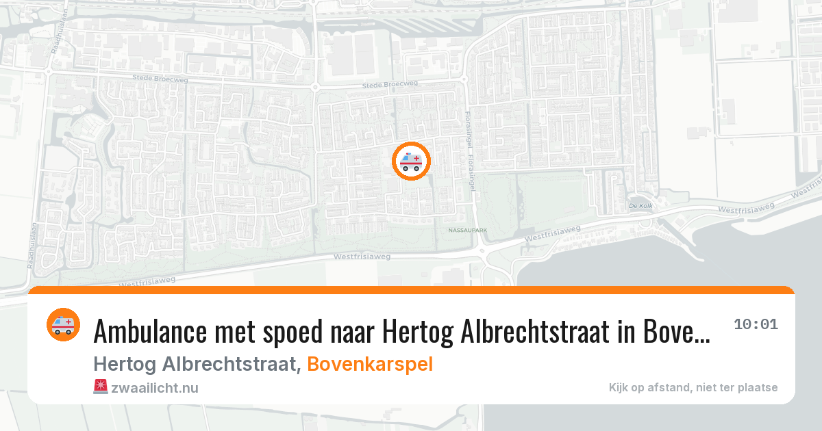 Ambulance met spoed naar Hertog Albrechtstraat in Bovenkarspel — 15 jul 2026