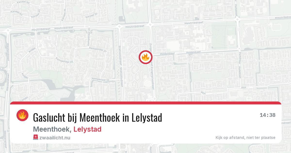 Gaslucht bij Meenthoek in Lelystad — 21 mei 2026