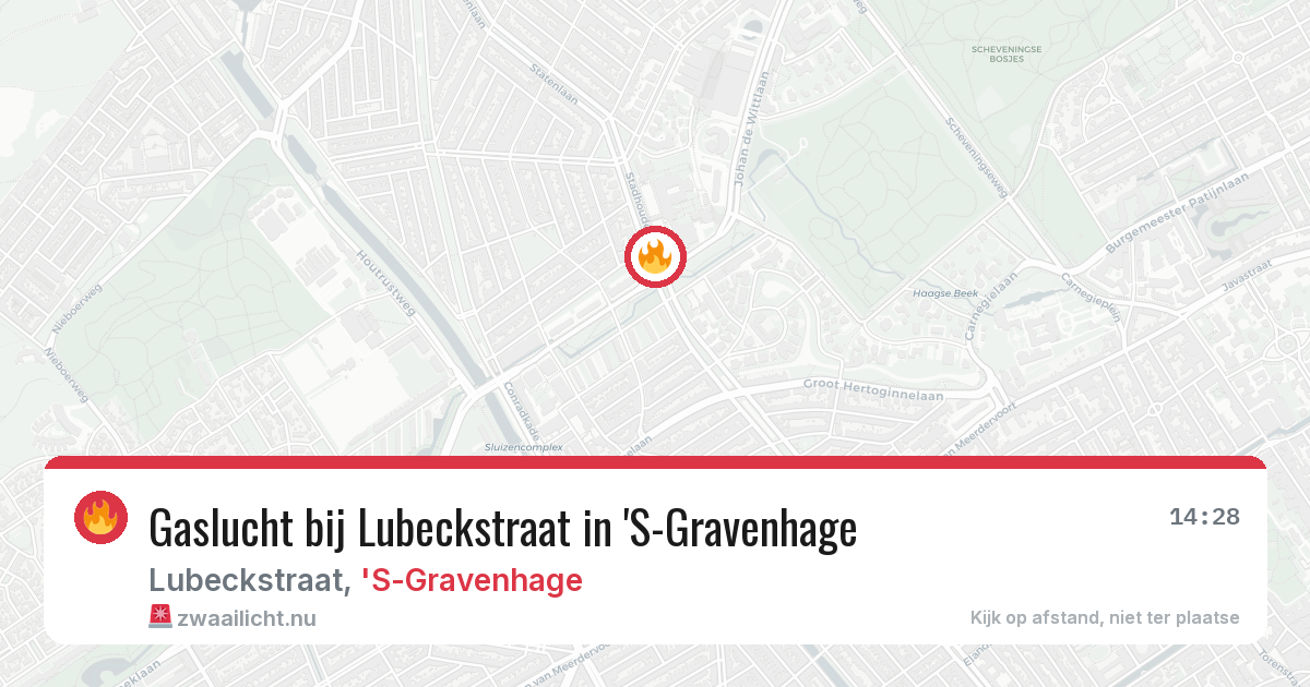 Gaslucht bij Lubeckstraat in 'S-Gravenhage — 14 mrt 2026