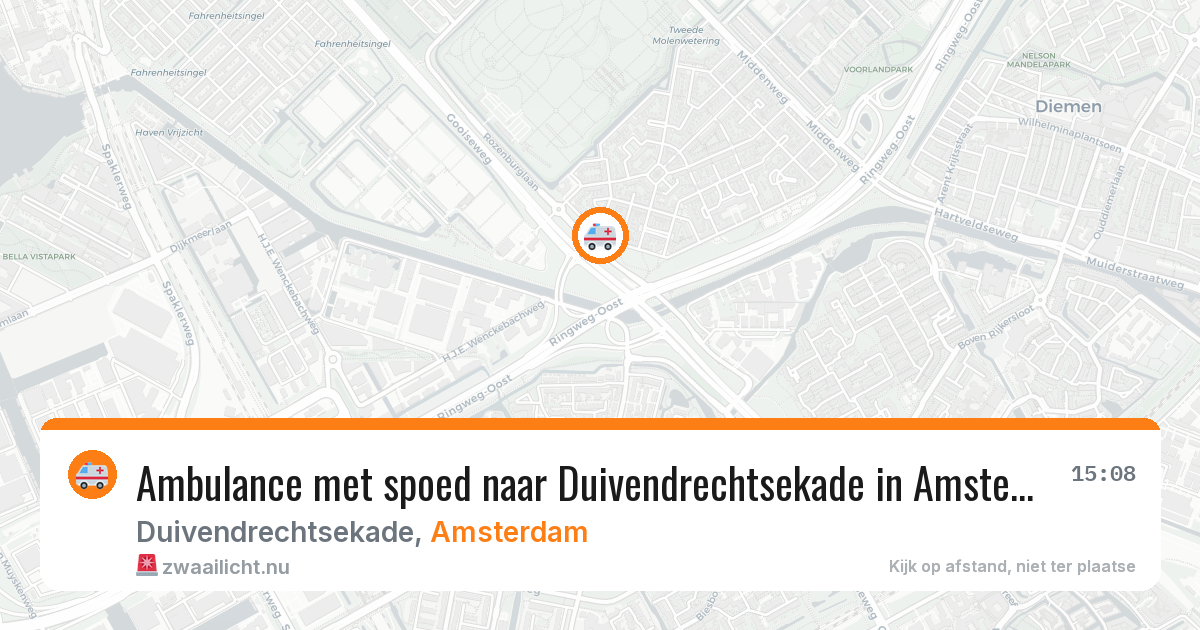 Ambulance met spoed naar Duivendrechtsekade in Amsterdam — 15 apr 2026