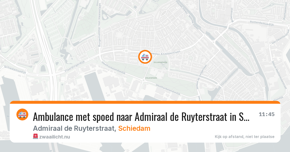 Ambulance met spoed naar Admiraal de Ruyterstraat in Schiedam — 25 jul 2026
