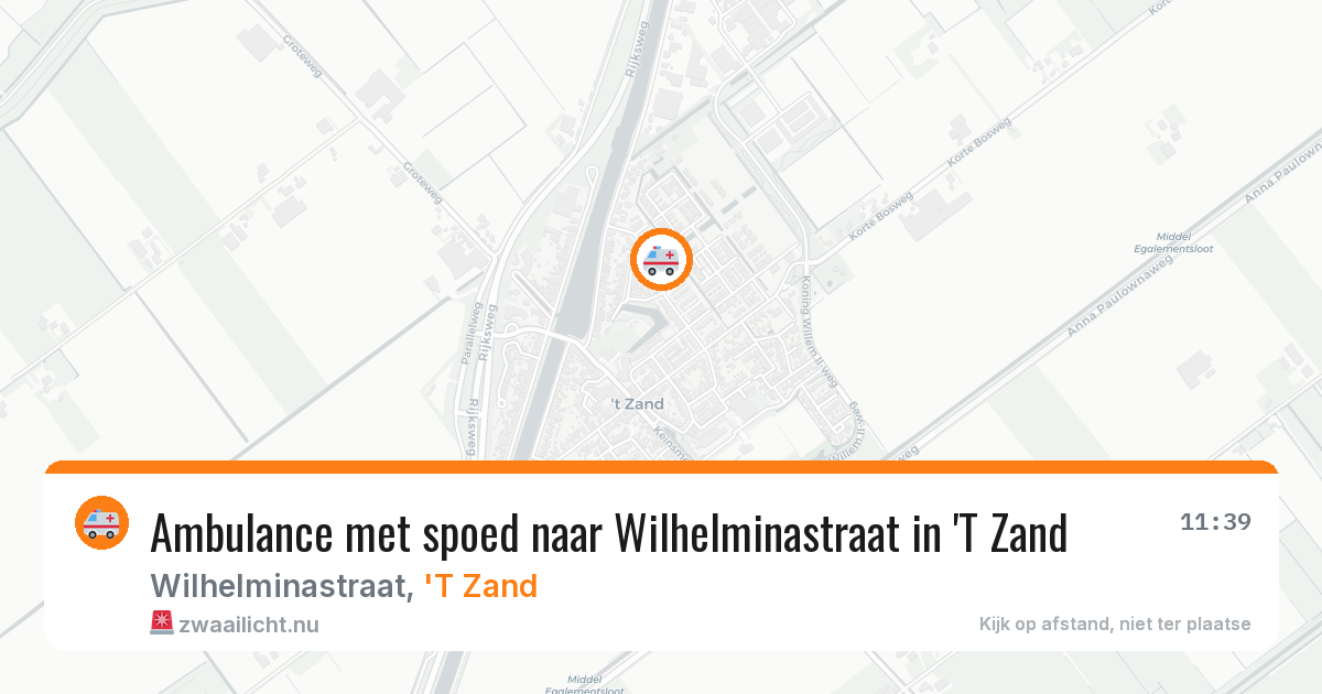 Ambulance met spoed naar Wilhelminastraat in 'T Zand — 6 jul 2026