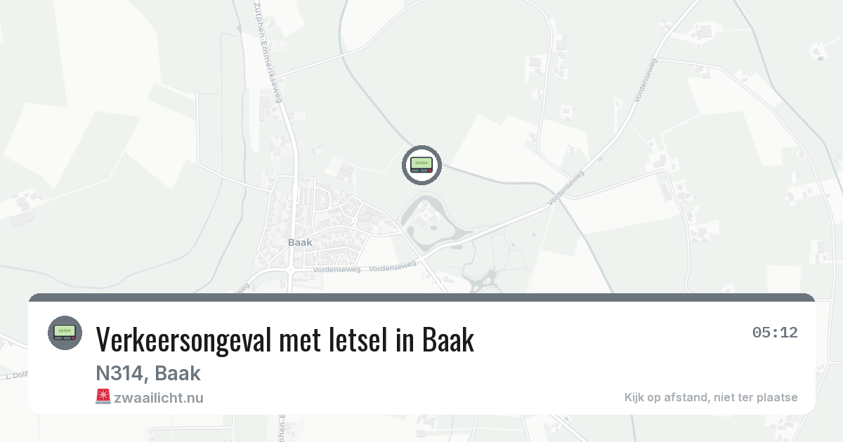 Verkeersongeval met letsel in Baak — 10 mrt 2026