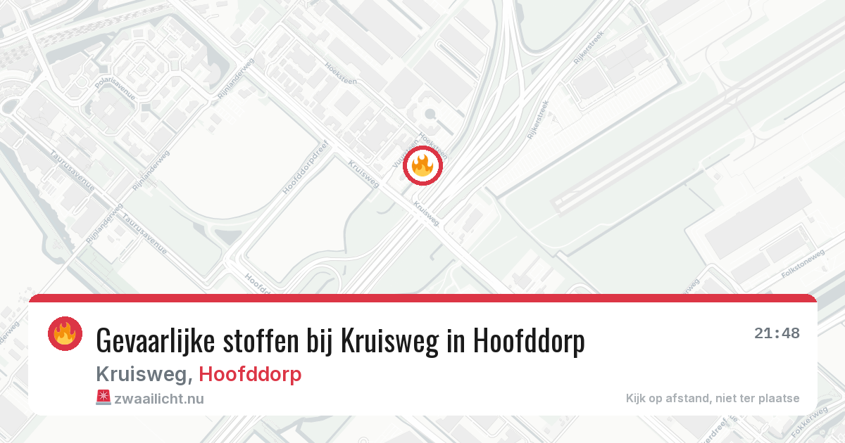 Gevaarlijke stoffen bij Kruisweg in Hoofddorp — 21 jul 2026