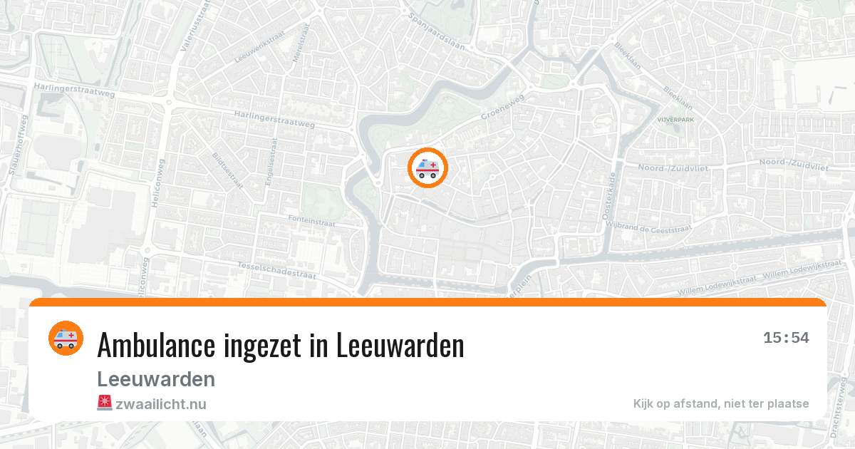 Ambulance ingezet in Leeuwarden — 15 jul 2026 | 🚨 Zwaailicht.nu