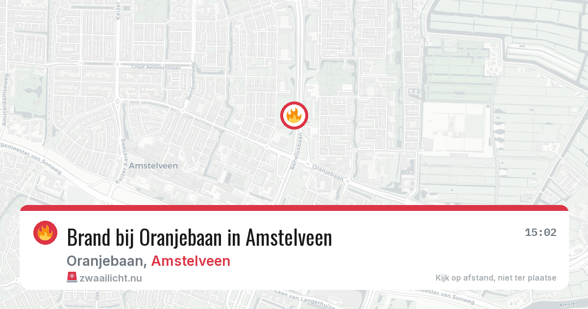 Brand bij Oranjebaan in Amstelveen — 17 jul 2026