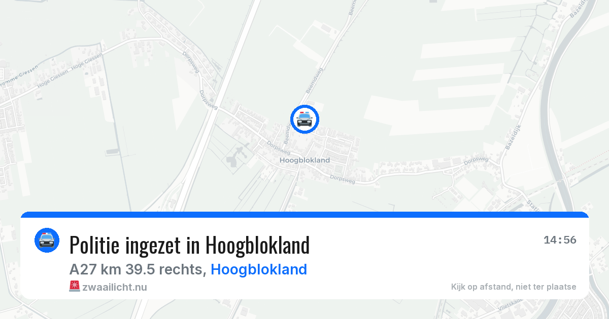 Politie ingezet in Hoogblokland — 31 mrt 2026 | 🚨 Zwaailicht.nu