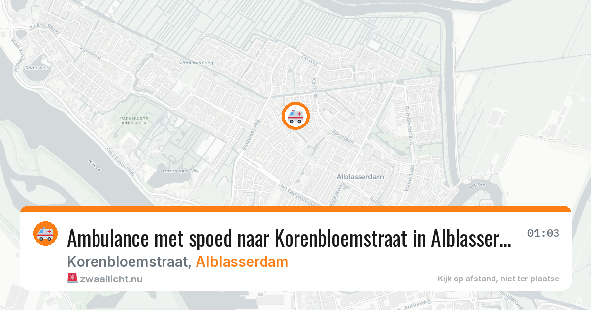 Ambulance met spoed naar Korenbloemstraat in Alblasserdam — 9 apr 2026