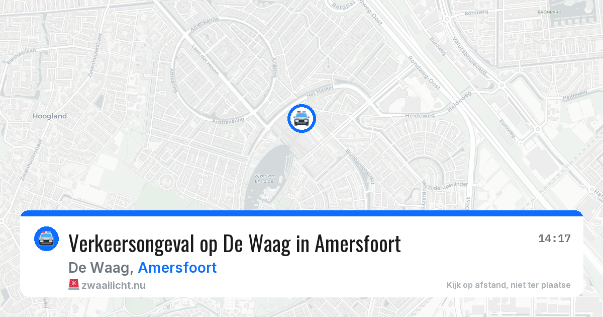 Verkeersongeval op De Waag in Amersfoort — 20 jul 2026