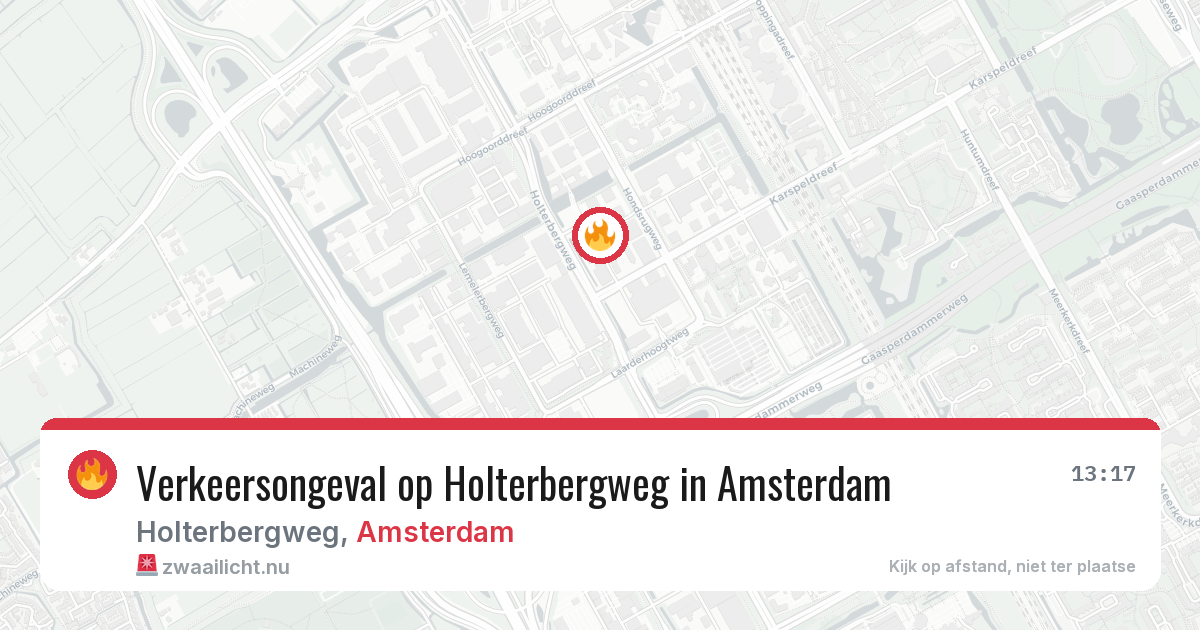 Verkeersongeval op Holterbergweg in Amsterdam — 8 jul 2026