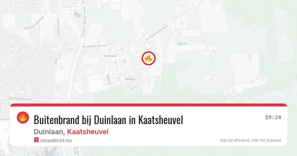 Buitenbrand bij Duinlaan in Kaatsheuvel — 20 mrt 2026