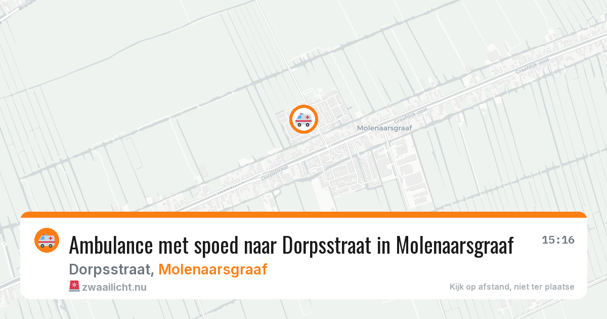 Ambulance met spoed naar Dorpsstraat in Molenaarsgraaf — 22 apr 2026
