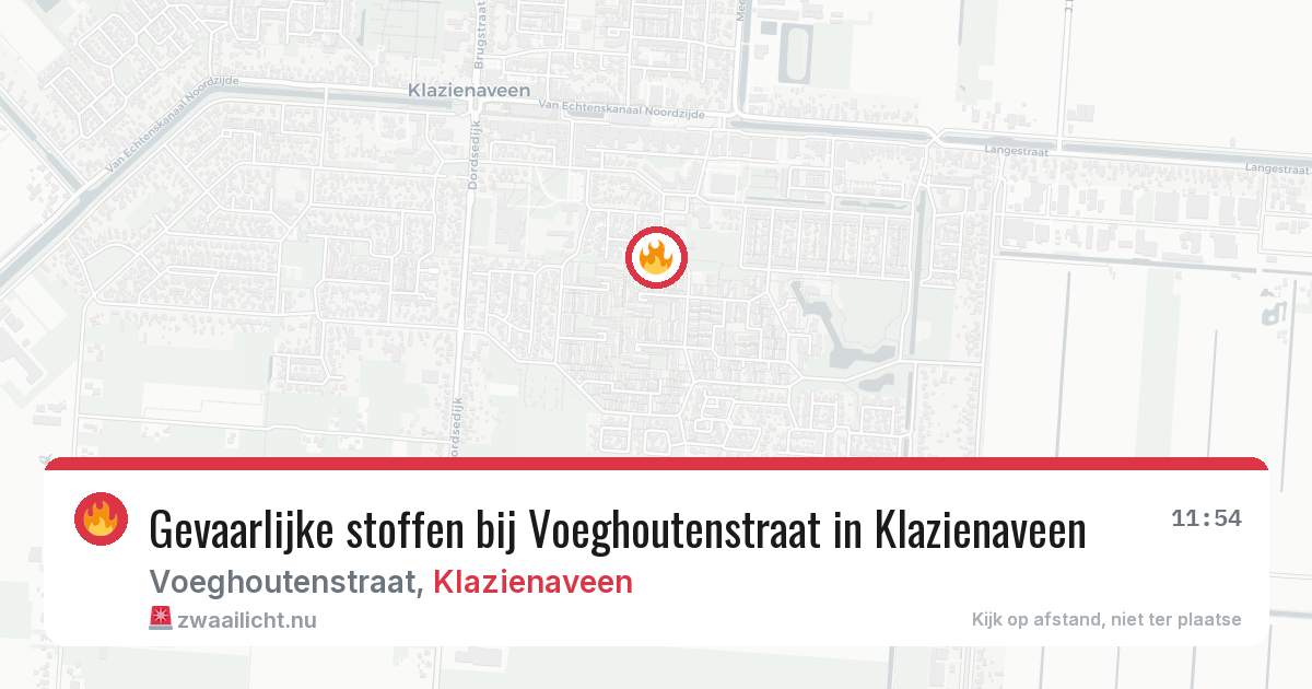 Gevaarlijke stoffen bij Voeghoutenstraat in Klazienaveen — 22 mei 2026