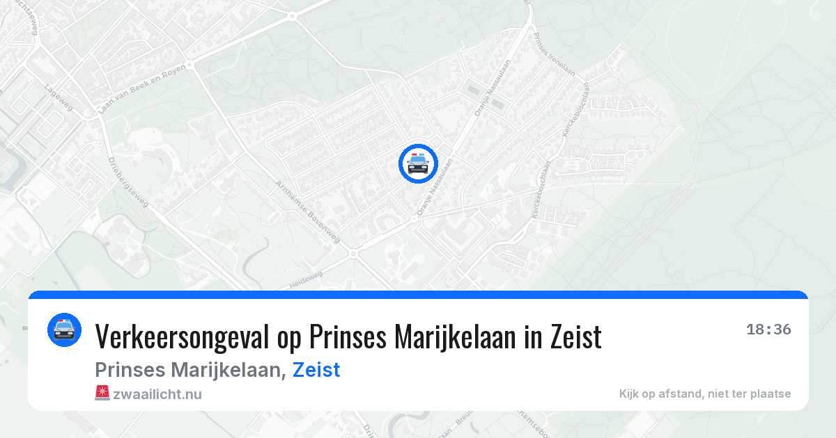Verkeersongeval op Prinses Marijkelaan in Zeist — 18 jul 2026