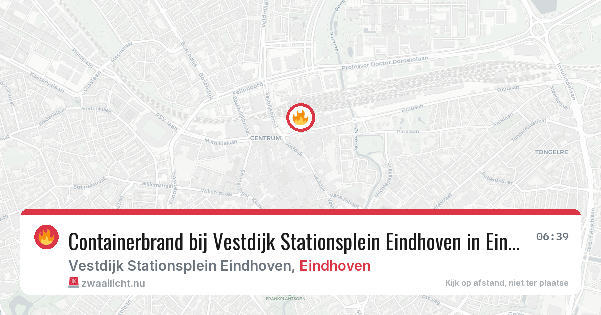 Containerbrand bij Vestdijk Stationsplein Eindhoven in Eindhoven — 5 mei 2026