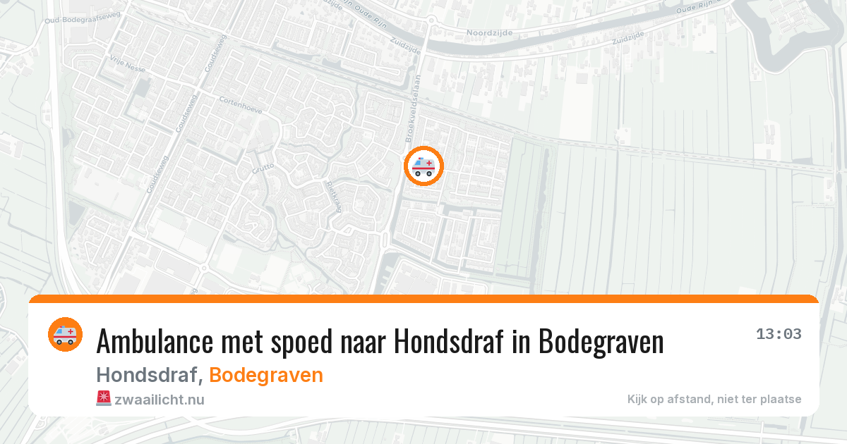 Ambulance met spoed naar Hondsdraf in Bodegraven — 28 mrt 2026
