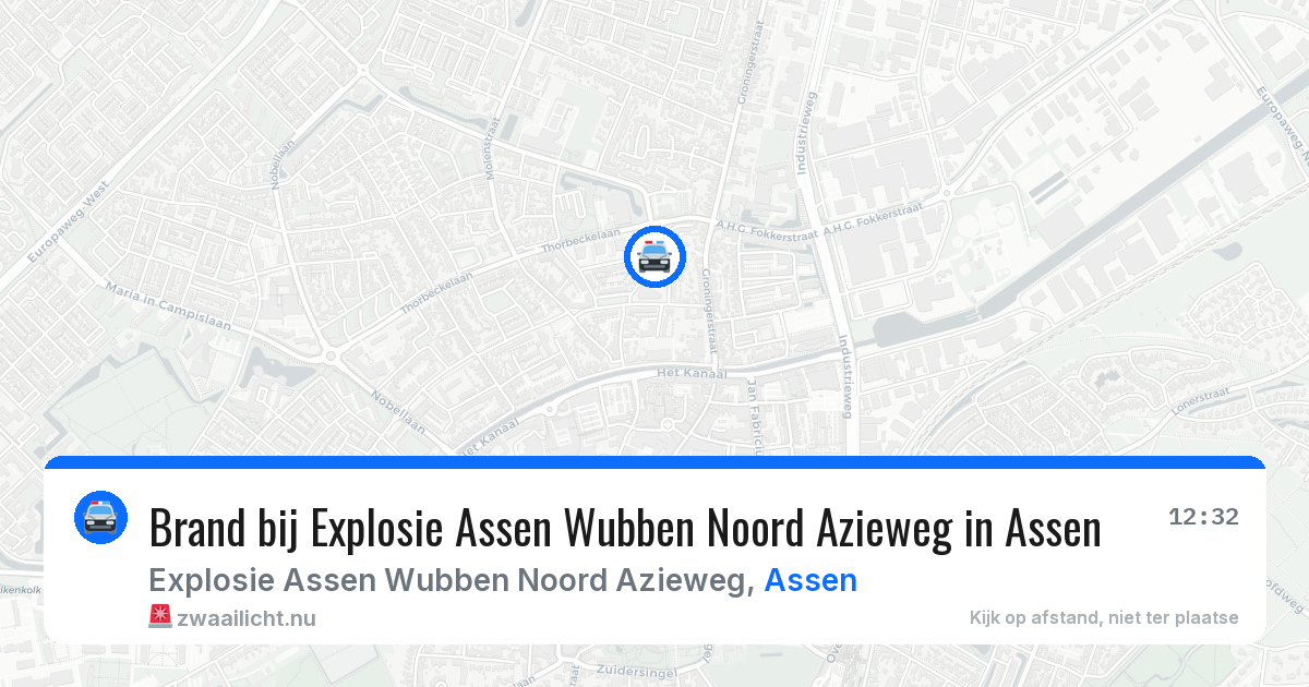 Brand bij Explosie Assen Wubben Noord Azieweg in Assen — 15 apr 2026