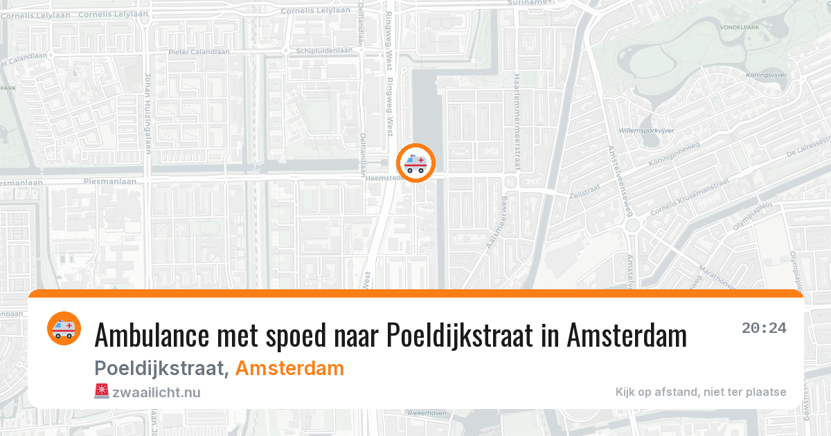 Ambulance met spoed naar Poeldijkstraat in Amsterdam — 12 jul 2026