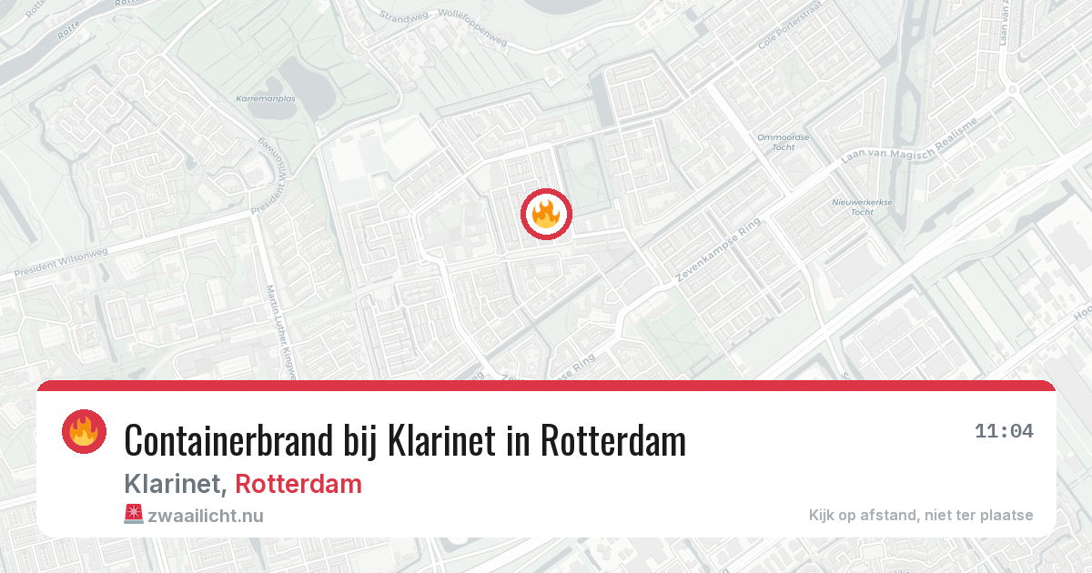 Containerbrand bij Klarinet in Rotterdam — 13 jul 2026