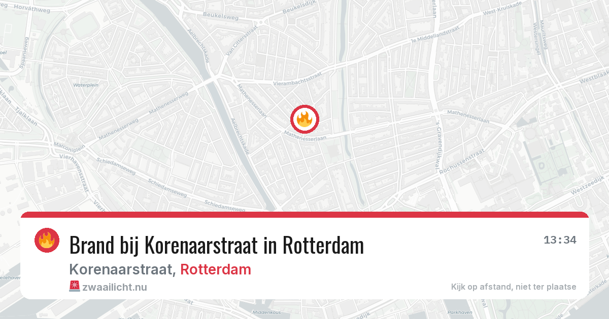 Brand bij Korenaarstraat in Rotterdam — 25 mei 2026