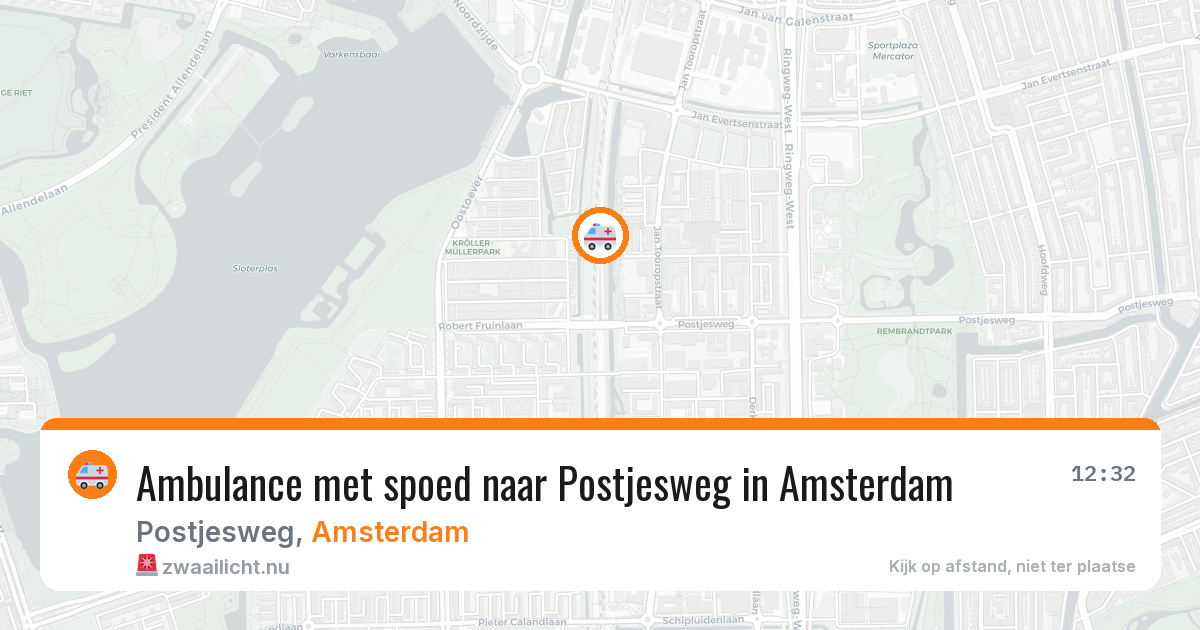 Ambulance met spoed naar Postjesweg in Amsterdam — 14 jul 2026