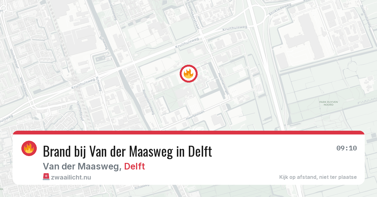 Brand bij Van der Maasweg in Delft — 24 jul 2026