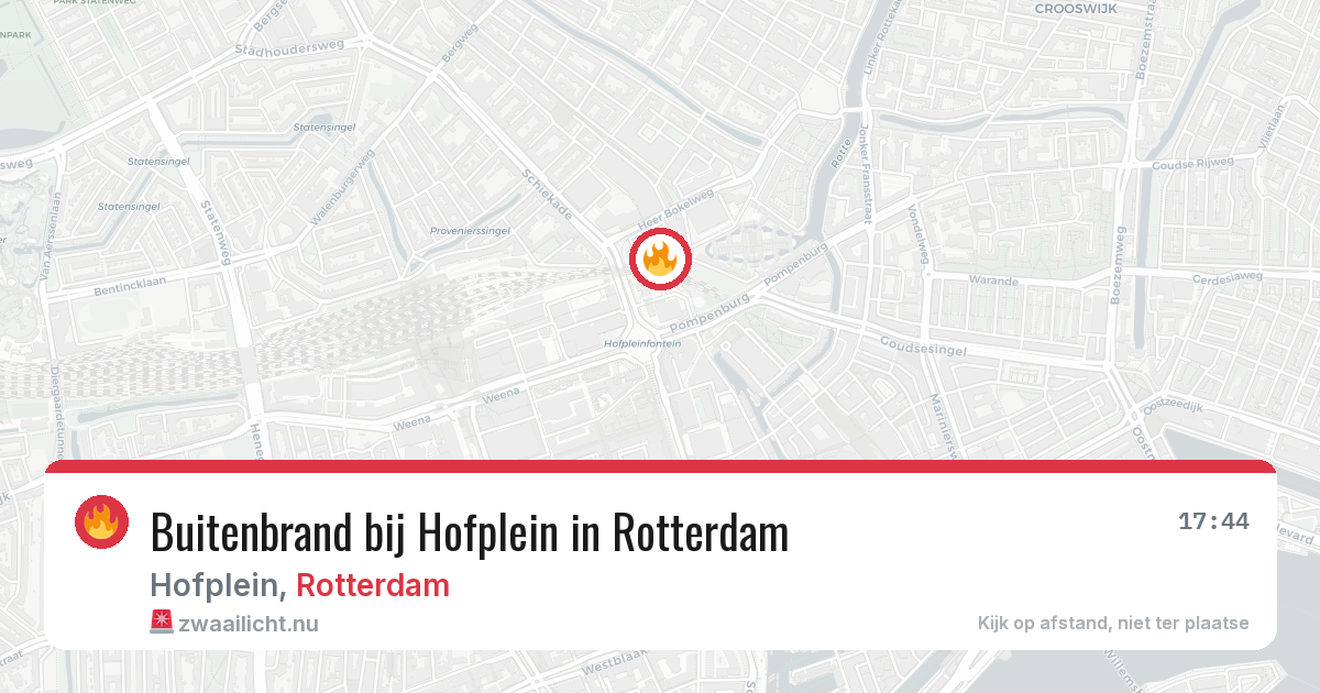 Buitenbrand bij Hofplein in Rotterdam — 13 jul 2026