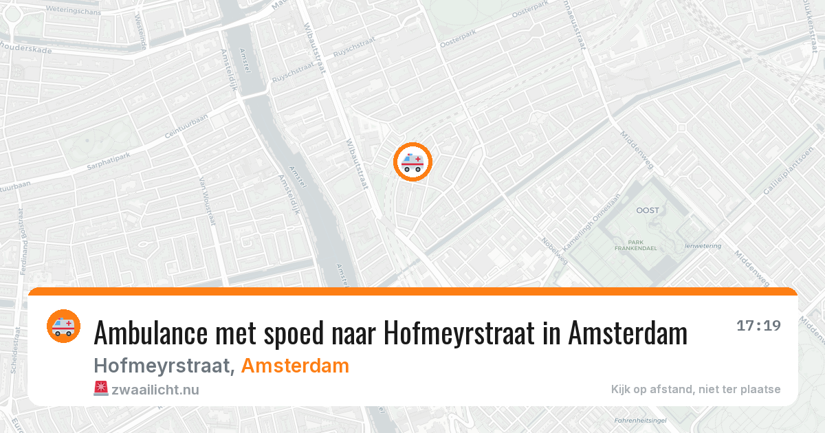 Ambulance met spoed naar Hofmeyrstraat in Amsterdam — 9 jul 2026
