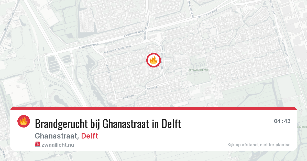 Brandgerucht bij Ghanastraat in Delft — 25 jul 2026