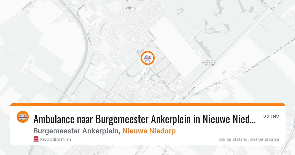 Ambulance naar Burgemeester Ankerplein in Nieuwe Niedorp — 19 jul 2026