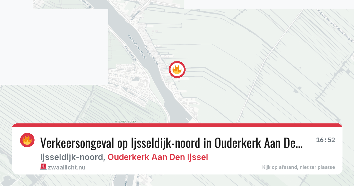 Verkeersongeval op Ijsseldijk-noord in Ouderkerk Aan Den Ijssel — 16 feb 2026