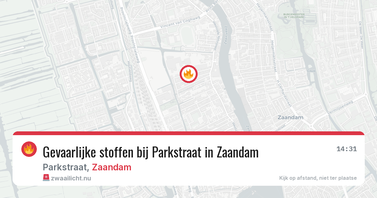 Gevaarlijke stoffen bij Parkstraat in Zaandam — 3 jun 2026