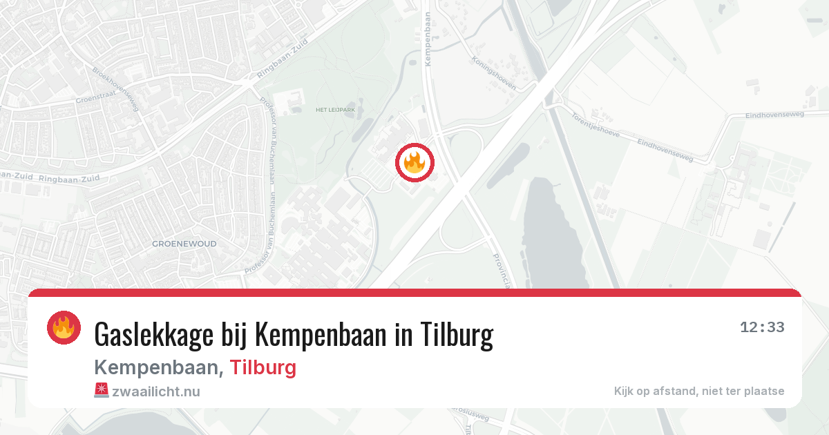 Gaslekkage bij Kempenbaan in Tilburg — 20 mrt 2026