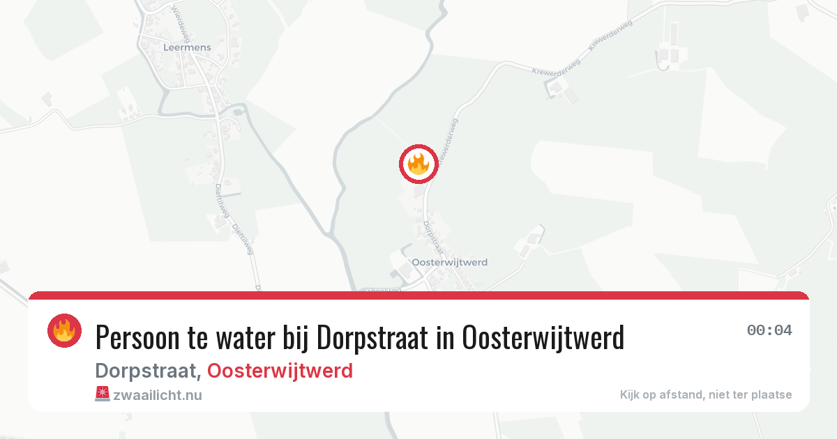 Persoon te water bij Dorpstraat in Oosterwijtwerd — 11 apr 2026