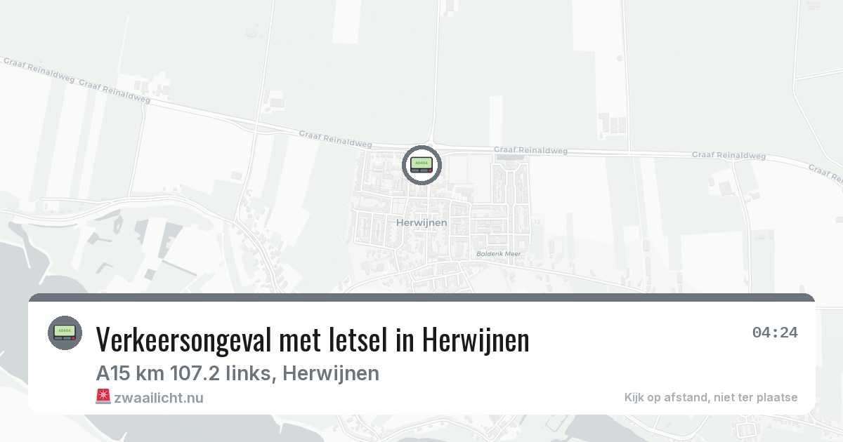Verkeersongeval met letsel in Herwijnen — 29 apr 2026