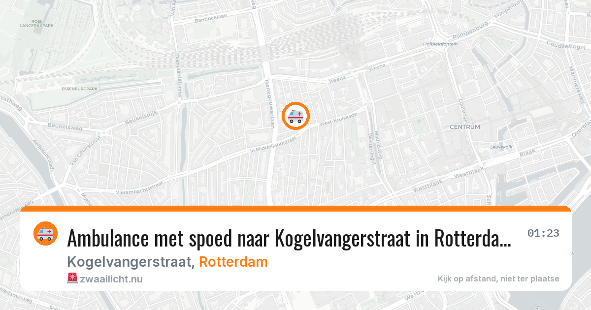 Ambulance met spoed naar Kogelvangerstraat in Rotterdam — 29 mei 2026