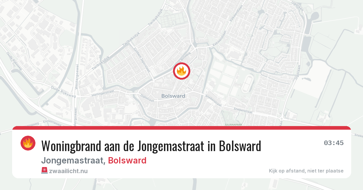 Woningbrand aan de Jongemastraat in Bolsward — 3 apr 2026