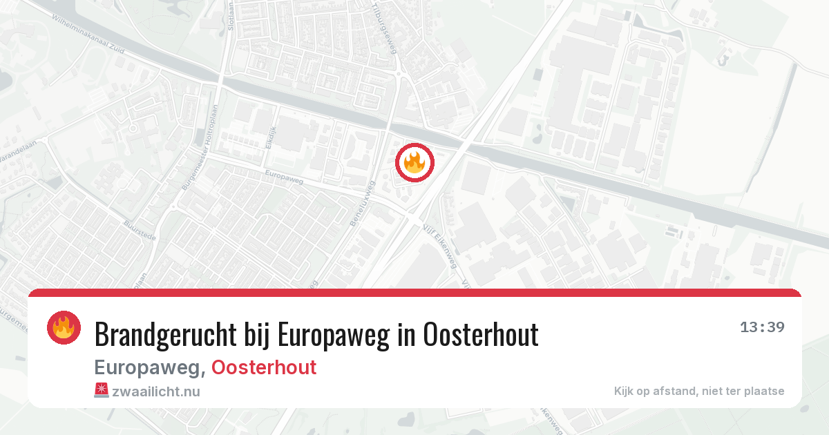 Brandgerucht bij Europaweg in Oosterhout — 13 mei 2026
