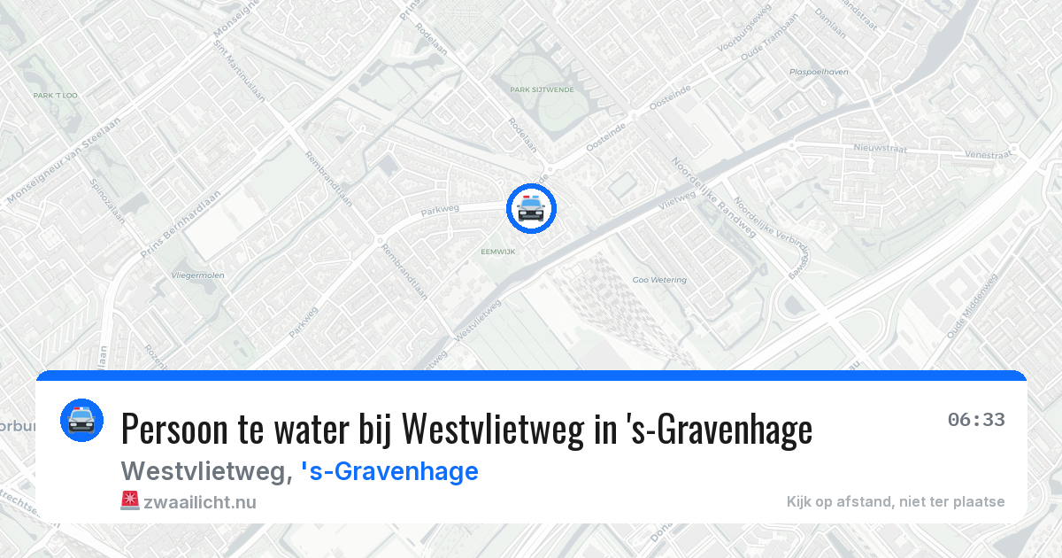 Persoon te water bij Westvlietweg in 's-Gravenhage — 17 jul 2026