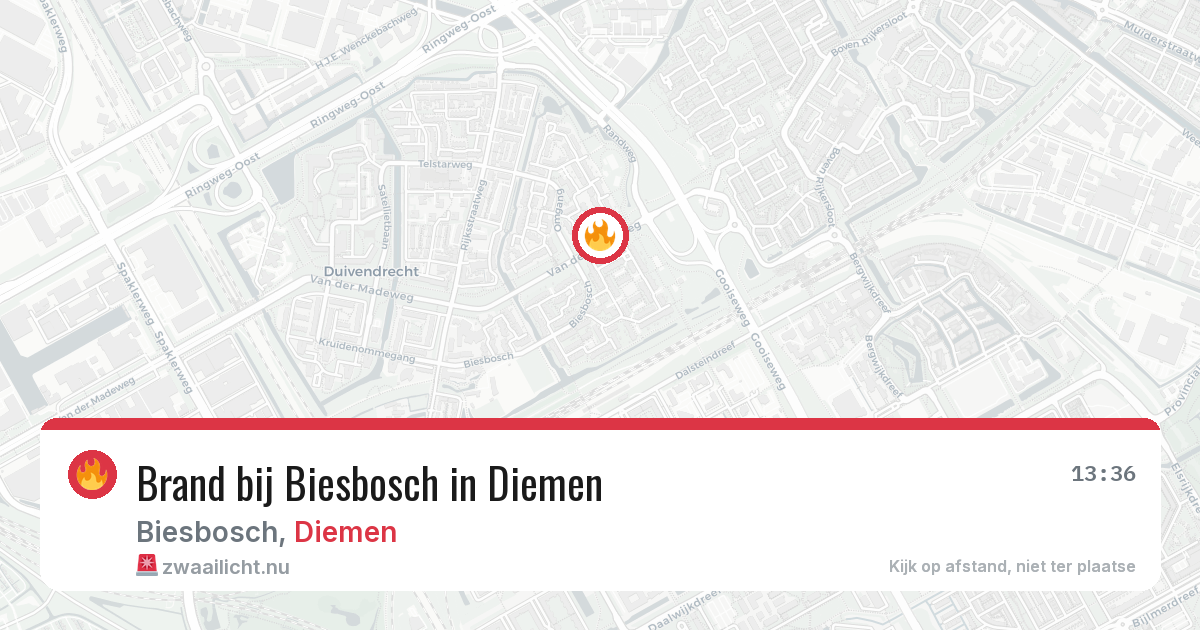 Brand bij Biesbosch in Diemen — 25 apr 2026