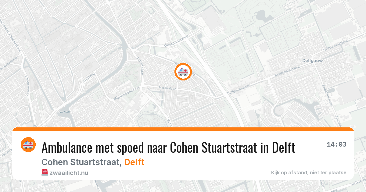 Ambulance met spoed naar Cohen Stuartstraat in Delft — 10 jul 2026
