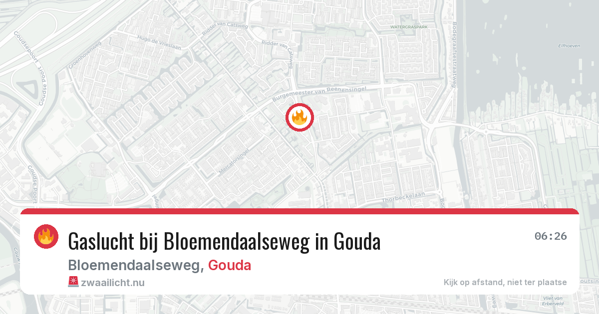 Gaslucht bij Bloemendaalseweg in Gouda — 19 mrt 2026