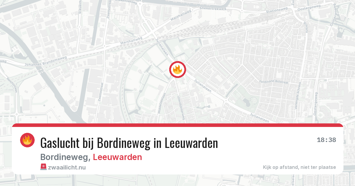 Gaslucht bij Bordineweg in Leeuwarden — 20 jul 2026