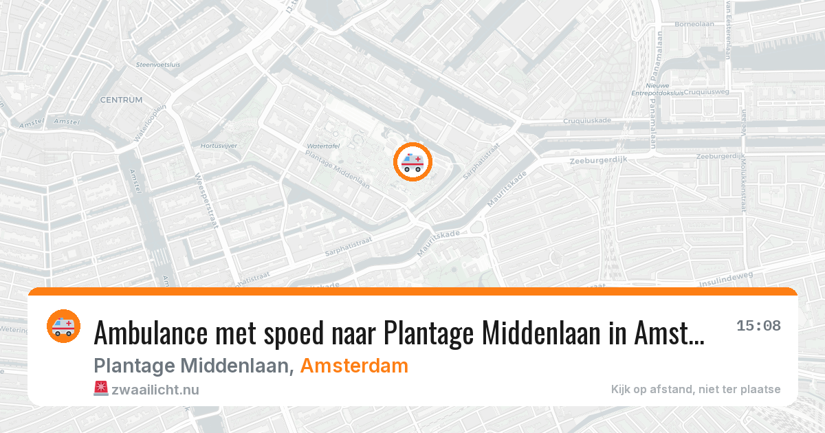 Ambulance met spoed naar Plantage Middenlaan in Amsterdam — 14 mrt 2026