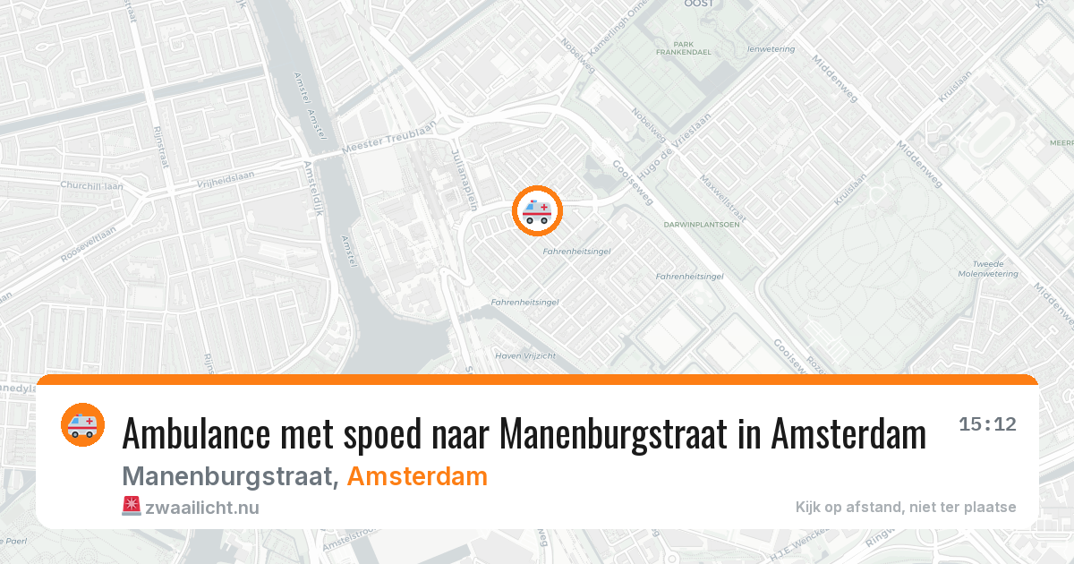 Ambulance met spoed naar Manenburgstraat in Amsterdam — 20 mrt 2026