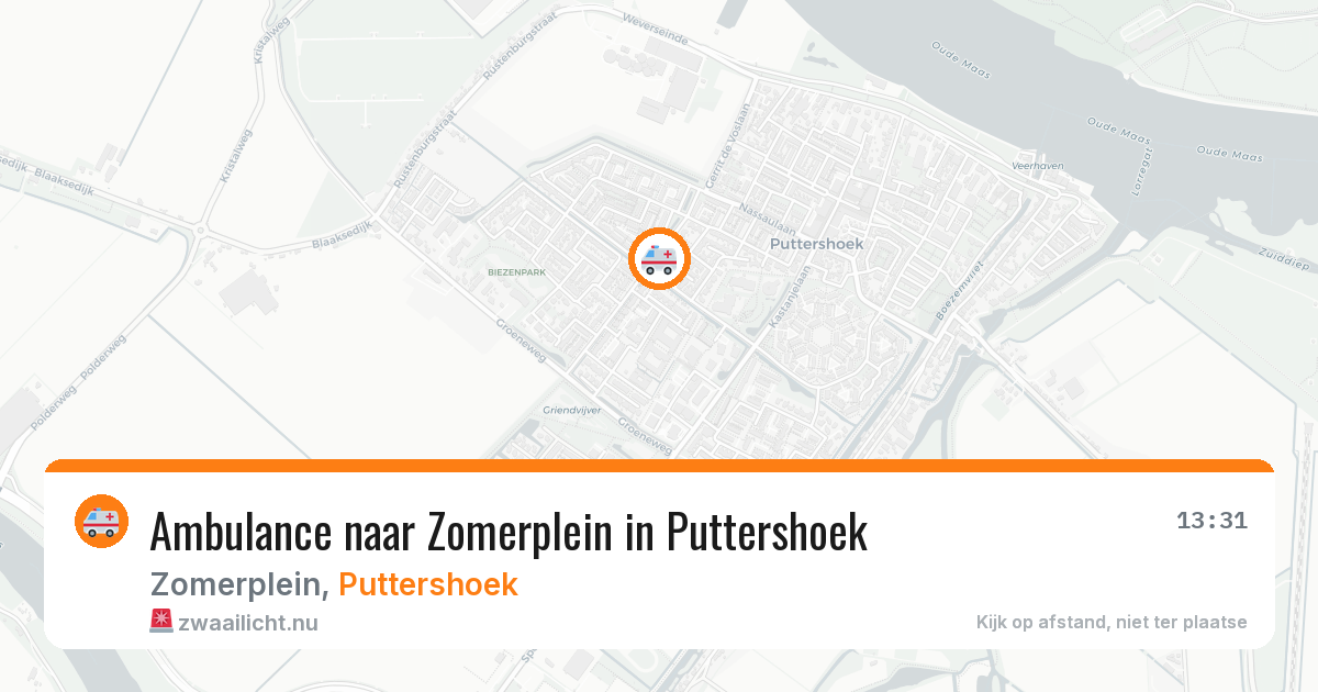 Ambulance naar Zomerplein in Puttershoek — 18 mei 2026