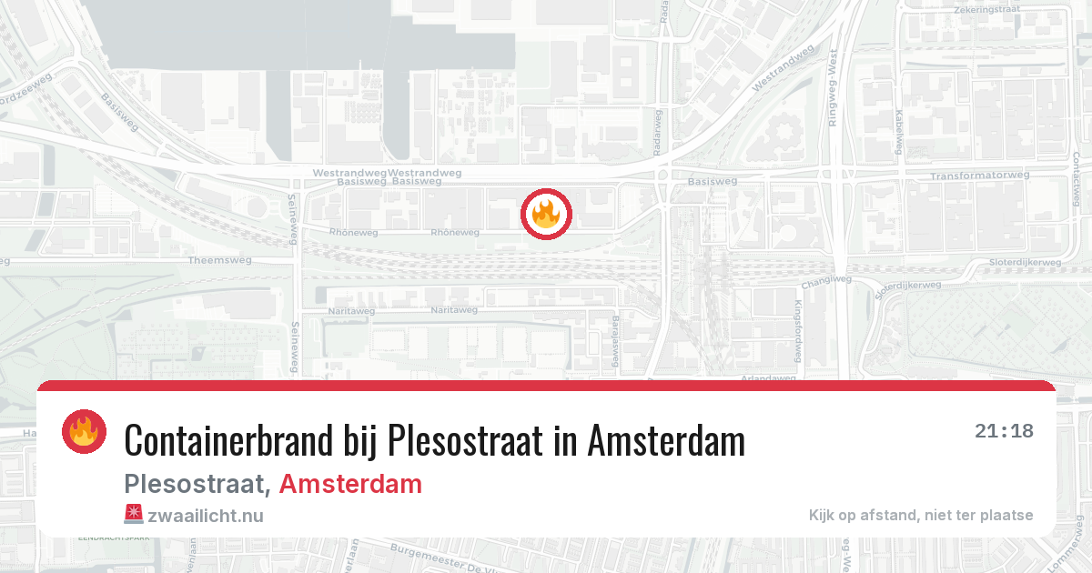 Containerbrand bij Plesostraat in Amsterdam — 20 jul 2026