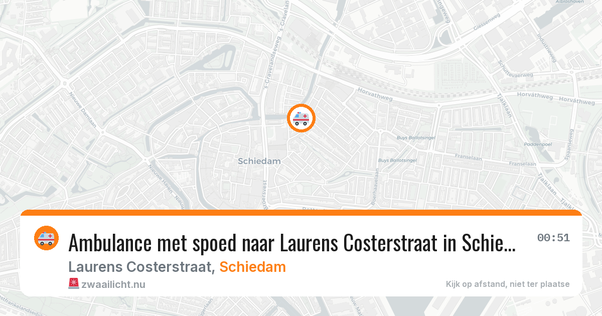 Ambulance met spoed naar Laurens Costerstraat in Schiedam — 26 mrt 2026